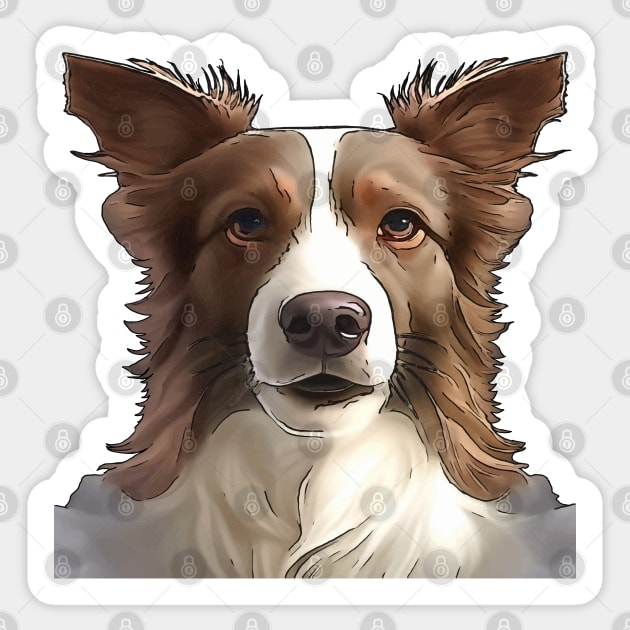 Border Collie Pet Portrait Cut Out Sticker by taiche